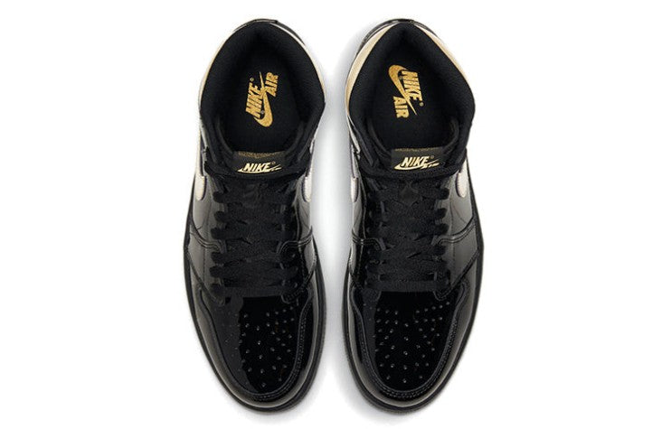 Air Jordan 1 Mid SE 'Black Gold Patent Leather' 852542-007