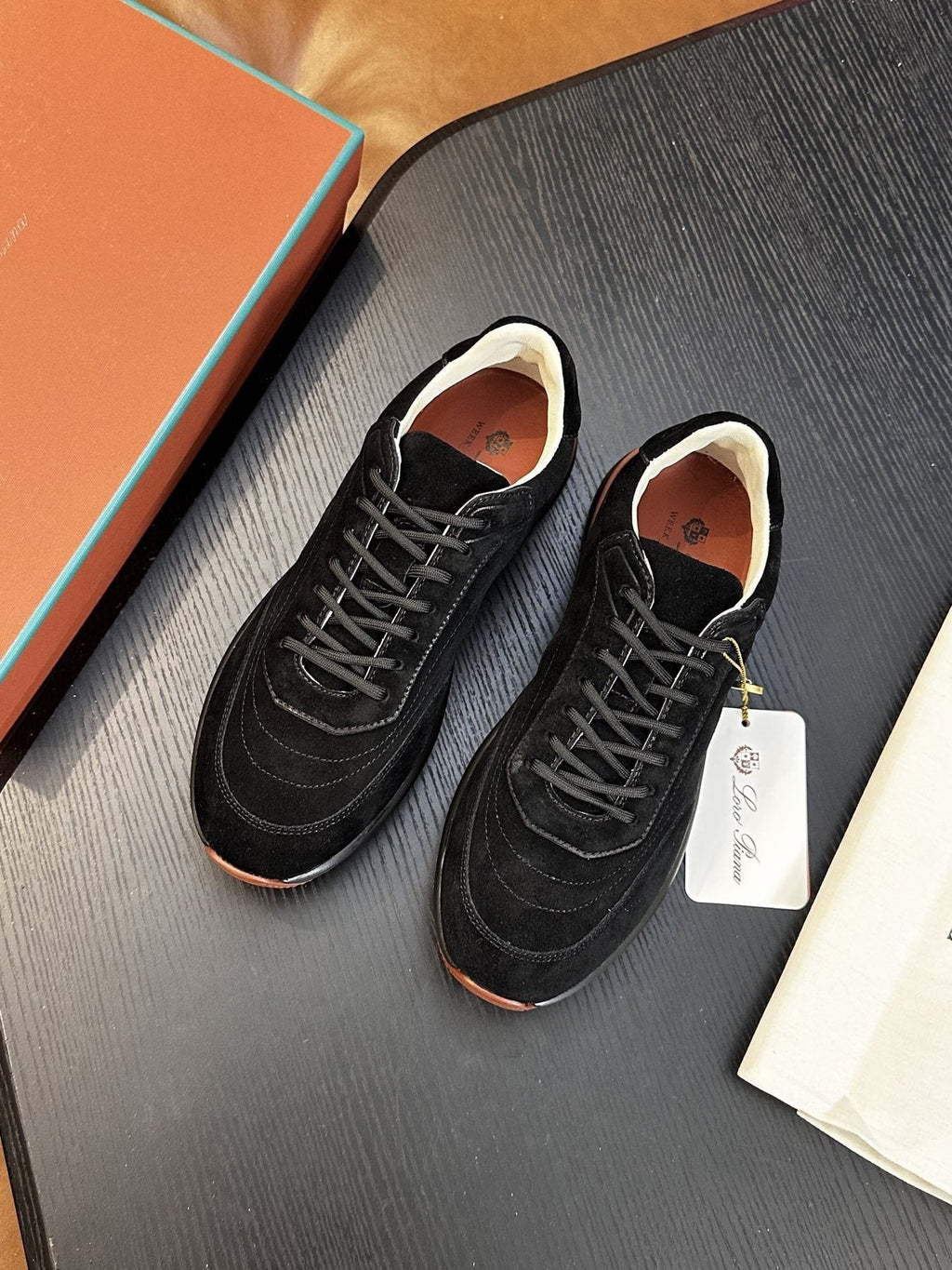Loro Piana Gray and Charcoal Low-Top Sneakers